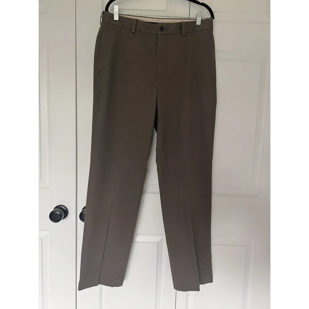 Brooks Brothers Advantage Chino Clark Pants 34W/32L 100% Cotton in Grey/Taupe